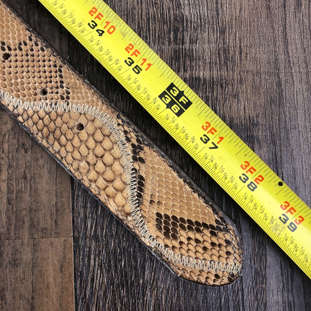 Boot Country VTG Snakeskin Leather Western Belt Large Oval Buckle Size 32 Tan - Picture 14 of 16